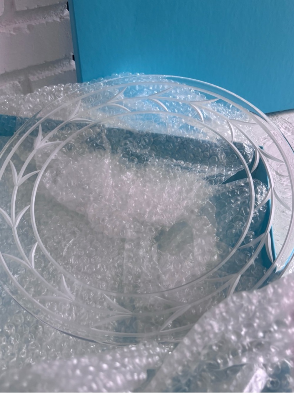 Tiffany & Co. Etched Chrystal Glass Platter with Tiffany Blue Box - Picture 5 of 10